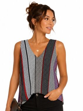 Press Womens Striped Multicolor Criss Cross Back Women's Top Size Small Resort